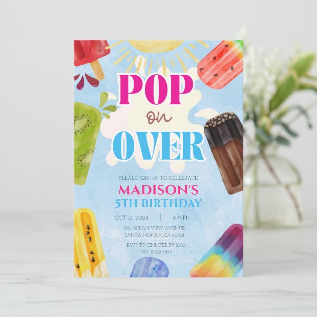 Invitation Bâtonnet de glace Popsicle sur Crème Glacée 1er 3e (Debout devant)