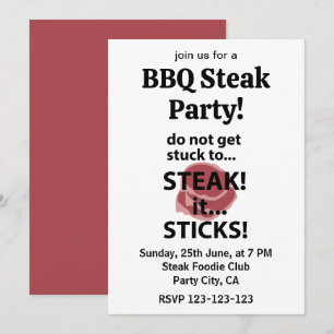 Invitation Bâtons à steak amusant Steak BBQ Party