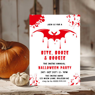Invitation Bats à goutte de sang rouge Vampire Halloween fête