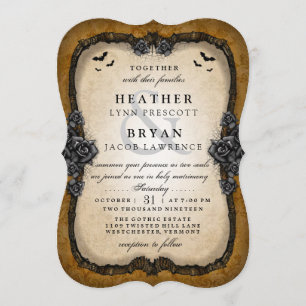 Invitation Bats gothiques Brown Halloween Accueil de mariage 