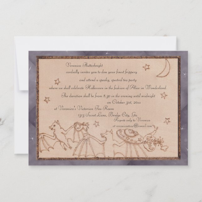 Invitation Bats Tea Party Halloween Costume Party (Devant)