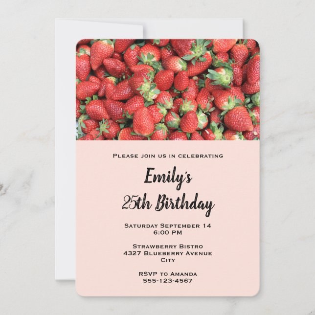 Invitation Batte de fraises rousses juteuses Anniversaire (Devant)