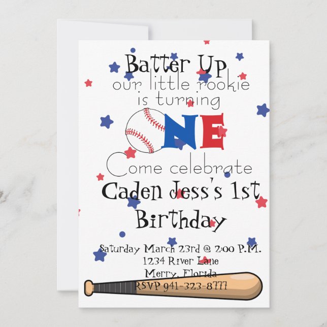 Invitation Batte Up Baseball Premier anniversaire (Devant)