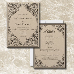 Invitation Batte victorienne jusqu'à la mort Noir & Tan Deux