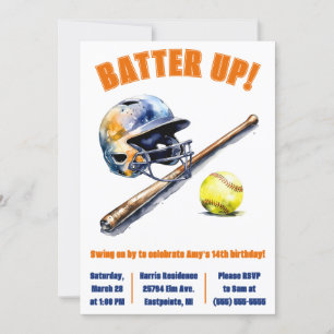 Invitation Batter ! Swing on By ! Soirée d'anniversaire de so