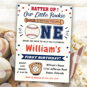 Invitation Batterie de baseball 1er anniversaire