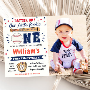 Invitation Batterie de baseball 1er anniversaire
