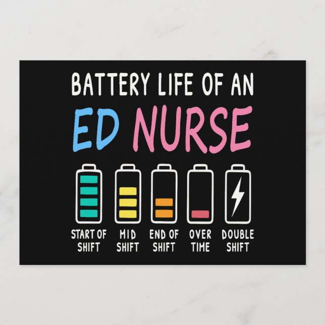 Invitation Battery life of an ED nurse levels humor (Devant)