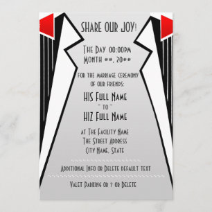 Invitation Bauhaus Tuxedo (Cérémonie Mariage)