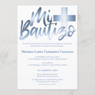 Invitation Bautizo Baptême Espagnol Faux GOLD