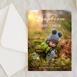 Invitation Bautizo Invitacion Baby Boy Elégant Photo Baptême
