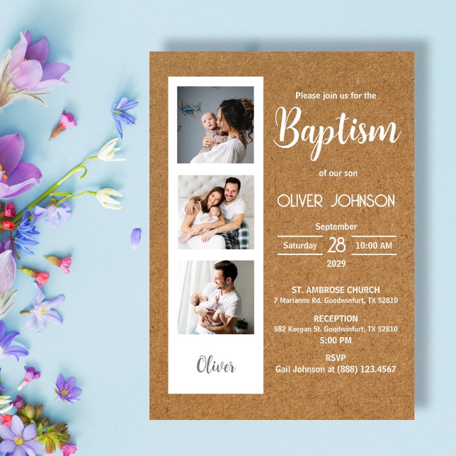 Invitation Bautizo Invitacion Baby Boy or Girl Photo Baptism (Créateur téléchargé)