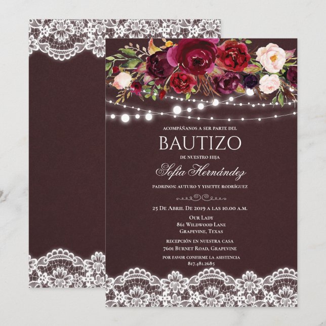 Invitation Bautizo Invitacione De Bautizo (Devant / Derrière)