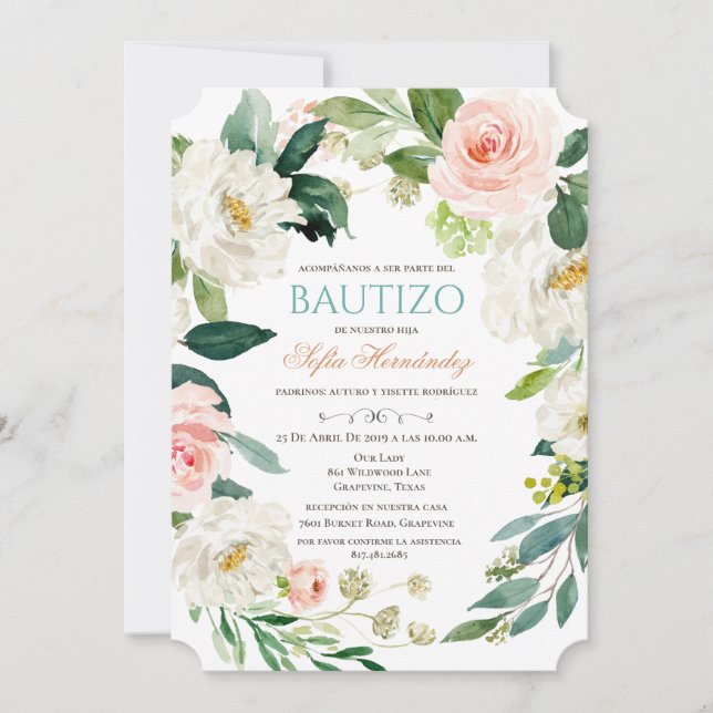 Invitation Bautizo Niña Invitacione De bautizo Niña Baptême (Devant)