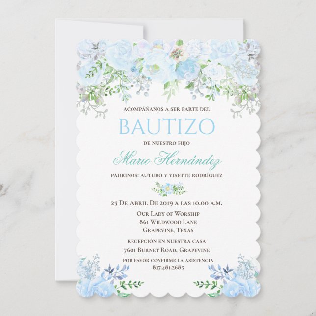 Invitation Bautizo Niño Invitacione De bautizo Niño Baptême (Devant)