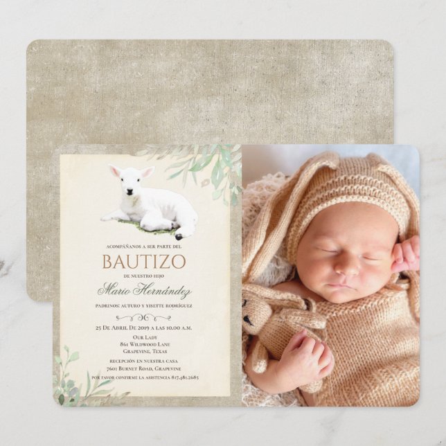 Invitation Bautizo Niño Invitacione De bautizo Niño Baptême (Devant / Derrière)