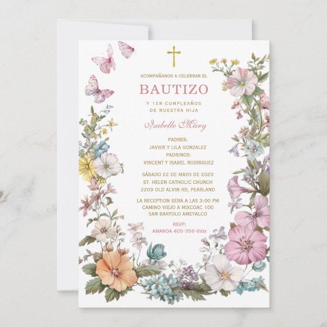 Invitation Bautizo Y Primer Añito de nuestro hija (Devant)