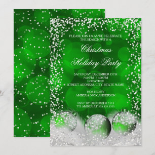 Invitation Bauve de neige blanche verte Noël Fête de Noël
