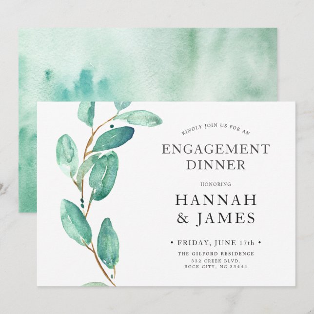 Invitation Bayou Botanical Green Colorwash (Devant / Derrière)