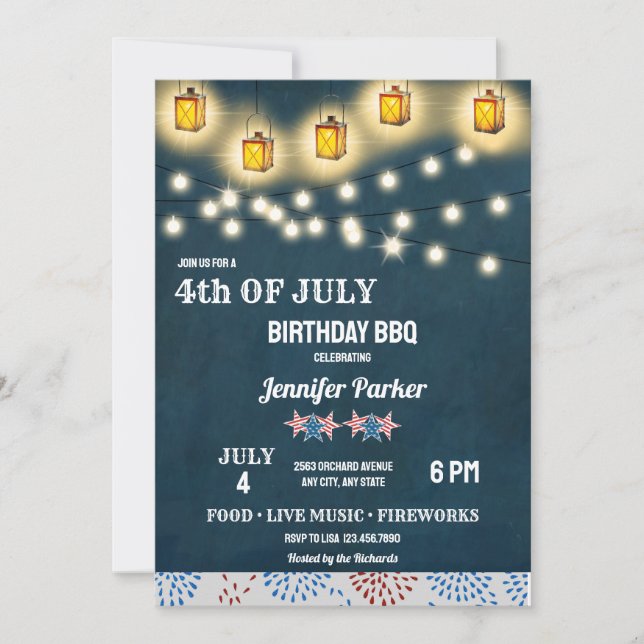 Invitation BBQ | 4 juillet Anniversaire (Devant)