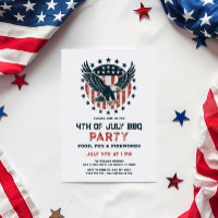 Invitation BBQ Aigle Américain Rétro Patriotique