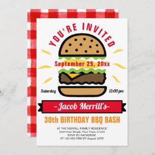 Invitation BBQ Anniversaire Bash N'importe quel âge Invitatio