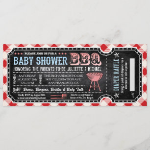 Invitation BBQ Baby shower Billet de plongée Raffle Invitatio
