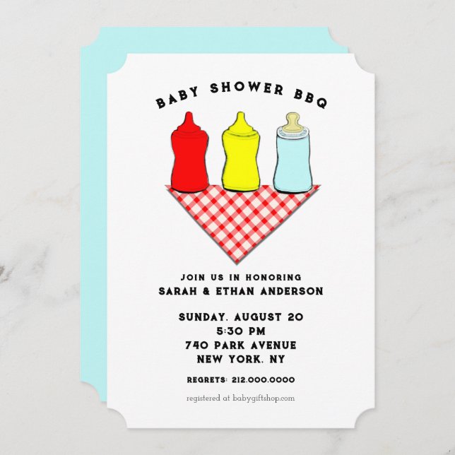 Invitation BBQ Baby shower créatif (Devant / Derrière)