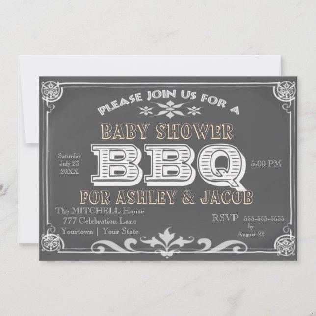 Invitation BBQ Baby ShowerbInvitations (Devant)