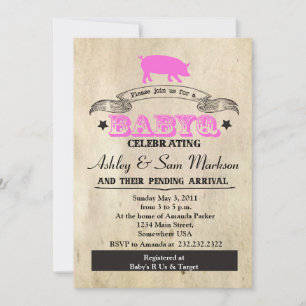 Invitation BBQ BABYQ Barbecue ROSE
