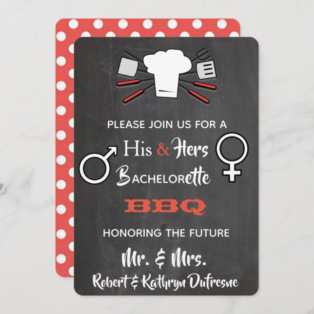 Invitation BBQ Bachelor/Bachelorette (Devant / Derrière)