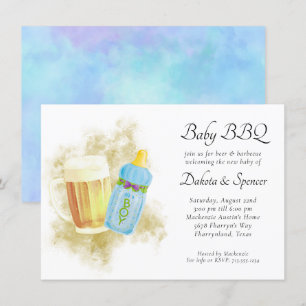 Invitation BBQ bébé et bière   Thème de la douche extérieure 
