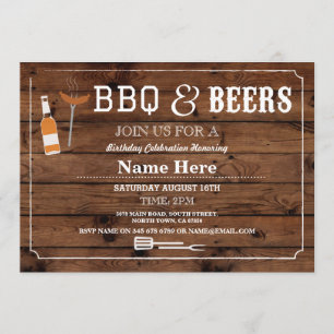 Invitation BBQ & BEERS Anniversaire 30e 40e anniversaire Invi