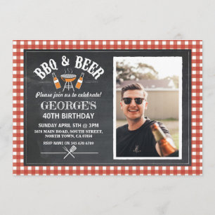 Invitation BBQ & Bière Anniversaire Photo Fête Cheval Invitat