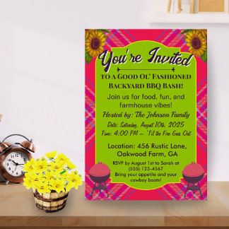 Invitation BBQ Country – Thème Grillou Plaid Rusti