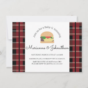 Invitation BBQ de baby shower de jardin hamburger bébé 