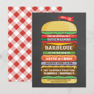 Invitation BBQ de chauffage domestique au hamburger empilé ru