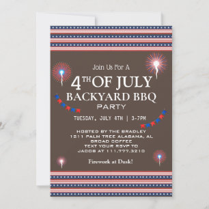 Invitation BBQ & Firework 4 juillet fête de l'indépendance