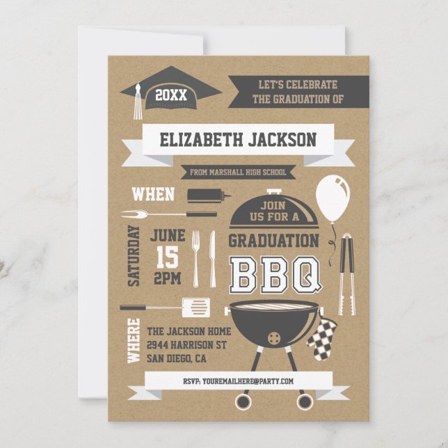 Invitation BBQ Gradation Rustique (Devant)