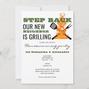 Invitation BBQ Grilling Amusant Nouveau Voisin Fête de Ménage