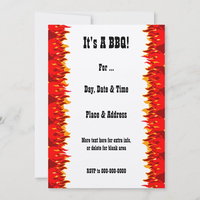 Invitation BBQ modifiable Red Flames (Dos)