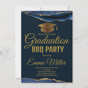 Invitation BBQ Party BBQ de la Marine Blue & Gold