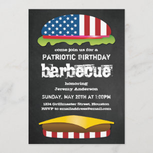 Invitation BBQ patriotique d'anniversaire
