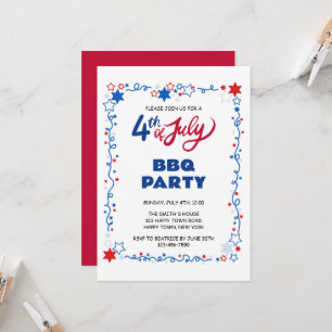 Invitation BBQ personnalisable du 4 juillet jour de l'Indépen
