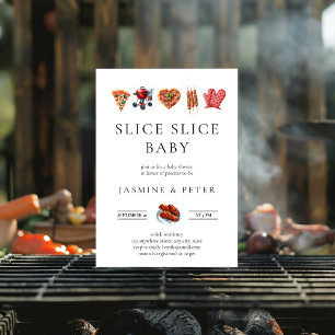 Invitation BBQ Pizza genre baby shower naturel