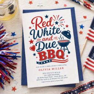Invitation BBQ Red White & Due