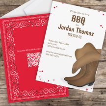 BBQ Rouge Bandana Cowboy Party QR Code