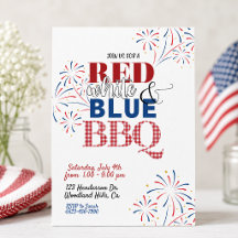 Invitation BBQ Rouge Blanc et Bleu | 4 juillet