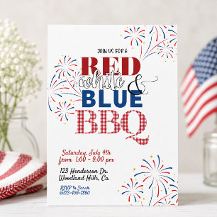 Invitation BBQ Rouge Blanc et Bleu 4 juillet