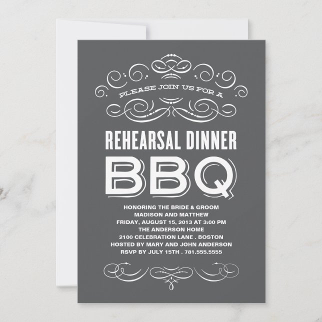 INVITATION BBQ VINTAGE| REHEARSAL DINNER BBQ (Devant)